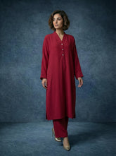 Gulabo - Blended Crepe Suit For Women - Reddish Red - 2 Piece