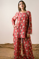 Ayla Studio - PRINTED ESSENTIAL 2 Piece CO-ORD - Golden Spice - poly-viscose - red