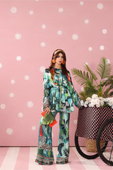 Musferah Saad - Azure Ambush Printed Silk Suit For Women - 3 piece