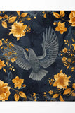 Black Wolf - GOLD HUMMINGBIRDS SILK ASCOT - Dark Navy Blue - 1 Piece