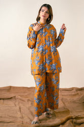 Ayla Studio - PRINTED ESSENTIAL 2 Piece CO-ORD - Saffron Yellow - poly-viscose - mustard