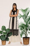 Rizwan Beyg - Amal Sleeveless Long Coat - Irish Linen - White & Black - 1 Piece