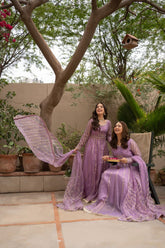 Omal by Komal - HOOR (Frock & Dupatta) - Lavender - Maysuri & Net - 2 Piece