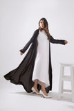 Syah - Diagonal Cut Maxi With Cape - Black/White - 2 Piece