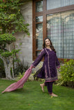 Omal by Komal - ZIMAL - Purple - Loom Net & Javeria Net - 3 Piece