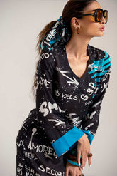 Salahuddin Pasha - Silk Kaftan For Women - Black - 1 Piece