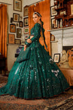 Arif Ashraf - Hara Rang - Lehnga - Bottle Green - Raw Silk & Organza - 3 Piece