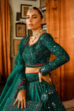 Arif Ashraf - Hara Rang - Lehnga - Bottle Green - Raw Silk & Organza - 3 Piece