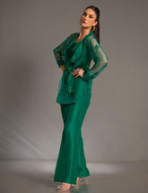 Salahuddin Pasha - Look 7 Silk, Organza Jacket For Women - Green - 2 Piece