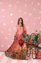 Musferah Saad - Rosewood Safari Printed Silk Kaftaan For Women - 2 piece