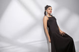 Syah - Straps Silk Gown - Black - 1 Piece