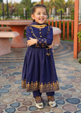 Modest 3 Piece Printed Rawsilk Frock Blue