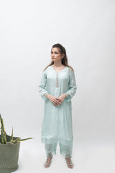 Alifyay - Aqua Blue - Cotton Silk - 3 Piece