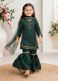Modest Printed Rawsilk Gharara Green 3 Piece