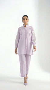Reema Ahsan - Lima Irish Lawn Suit For Women - Lilac - 3 Piece