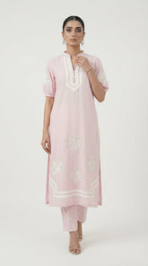 Reema Ahsan - Neve Irish Cotton Suit For Women - Light Pink and White - 2 Piece