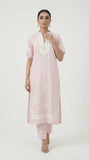 Reema Ahsan - Neve Irish Cotton Suit For Women - Light Pink and White - 2 Piece