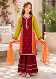 Modest - Rawsilk Embroidered Gharara For Girl - Multi - 3 Piece