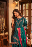 Omal by Komal - Mehrnaz - Teal - Lychee Silk & Chiffon - 3 Piece