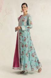 Gulenoor - Light Blue Kalidaar - Acrylic Lawn - 3 Piece