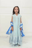 Shehrnaz - SHKK-982 - Light Blue - Block Print - Angarkha - 3 Piece - Studio by TCS