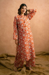 Ayla Studio - PRINTED ESSENTIAL 2 Piece CO-ORD - Sun Flower - poly-viscose - orange