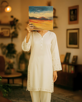 Ayla Studio - Dobby Lawn Chandni Embroidered Suit For Women - Gray - 2 Piece