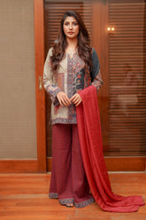 Shamaeel Ansari Royal Crimson Suit Red 3 Piece