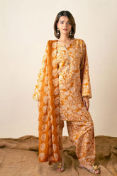 Ayla Studio - PRINTED ESSENTIAL 2 Piece CO-ORD - Burnt Ocher - poly-viscose - mustard