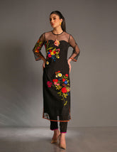 Salahuddin Pasha - Look 5 Silk Suit For Women - Black - 2 Piece