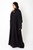 Abaya.pk - Black Butterfly Gown Abaya & Hijab - Chiffon & Nada FAbirc