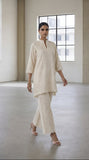 Reema Ahsan - Ayra Khadi Silk Suit For Women - Ivory - 3 Piece
