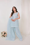 Reema Ahsan - JIYA - Korean raw silk - Ice blue - 3 Piece