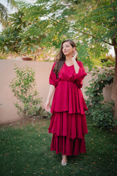 Syah - Scarlet - Maroon - Georgette - 1 Piece