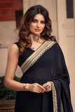 Kaanchi London - Kashish Georgette Saree For Women - Black - 2 Piece