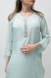 Alifyay - Aqua Blue - Cotton Silk - 3 Piece