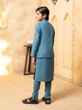 Shahjahan - Pacific Blue Kurta Trouser with Waistcoat - 3 Piece