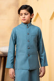 Shahjahan - Teal Kurta Waistcoat - 1 Piece