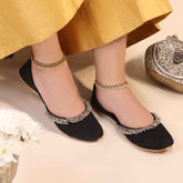 JootiShooti - Beaded Halo Black Khussa For Women