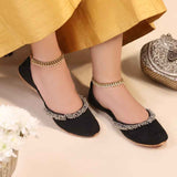 JootiShooti - Beaded Halo Black Khussa For Women