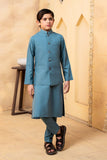 Shahjahan - Pacific Blue Kurta Trouser with Waistcoat - 3 Piece