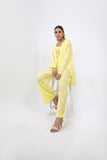 Syah - Casual Top With Cape And Trouser - Yellow - Crepe - 2 Piece