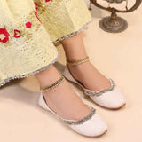 JootiShooti - Beaded Halo White Khussa For Women