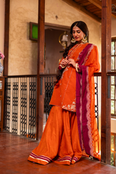 Omal by Komal - Meera - Rust - Paper Cotton & Chiffon - 3 Piece