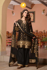 Nilofer Shahid - Black Dahlia - Cotton Shirt - 3 Piece - Studio by TCS
