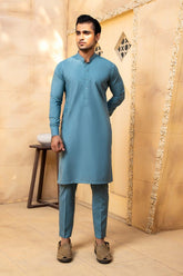 Shahjahan - Pacific Blue Kurta Trouser - 2 Piece
