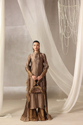 Musferah Saad - Brûlée Tissue Silk Suit For Women - 3 piece