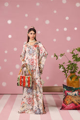 Musferah Saad - Imperial Blossom Printed Silk Kaftaan For Women - 2 piece