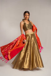 Salahuddin Pasha - Jamawar Lehnga choli For Women - Gold Dust - 3 Piece