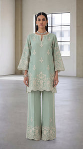 Reema Ahsan - Nour Georget Suit For Women - Light Green - 3 Piece